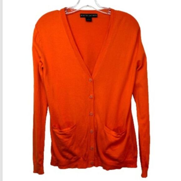 Ralph Lauren Black Label ladies cardigan sweater large orange everyday casual - Picture 10 of 10